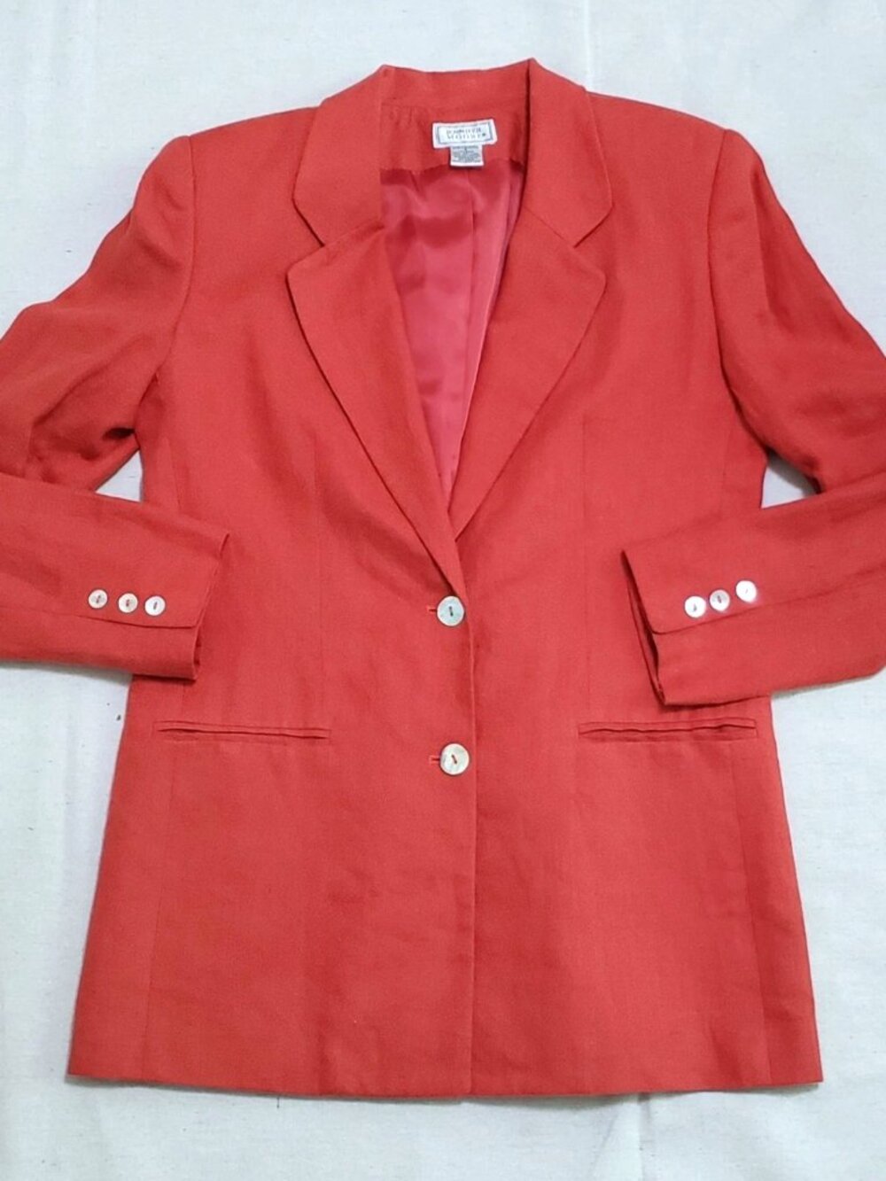 New Jennifer Moore Women's Size 6 Break/ Orange 100% Linen Blazer Shell Buttons - Picture 2 of 13